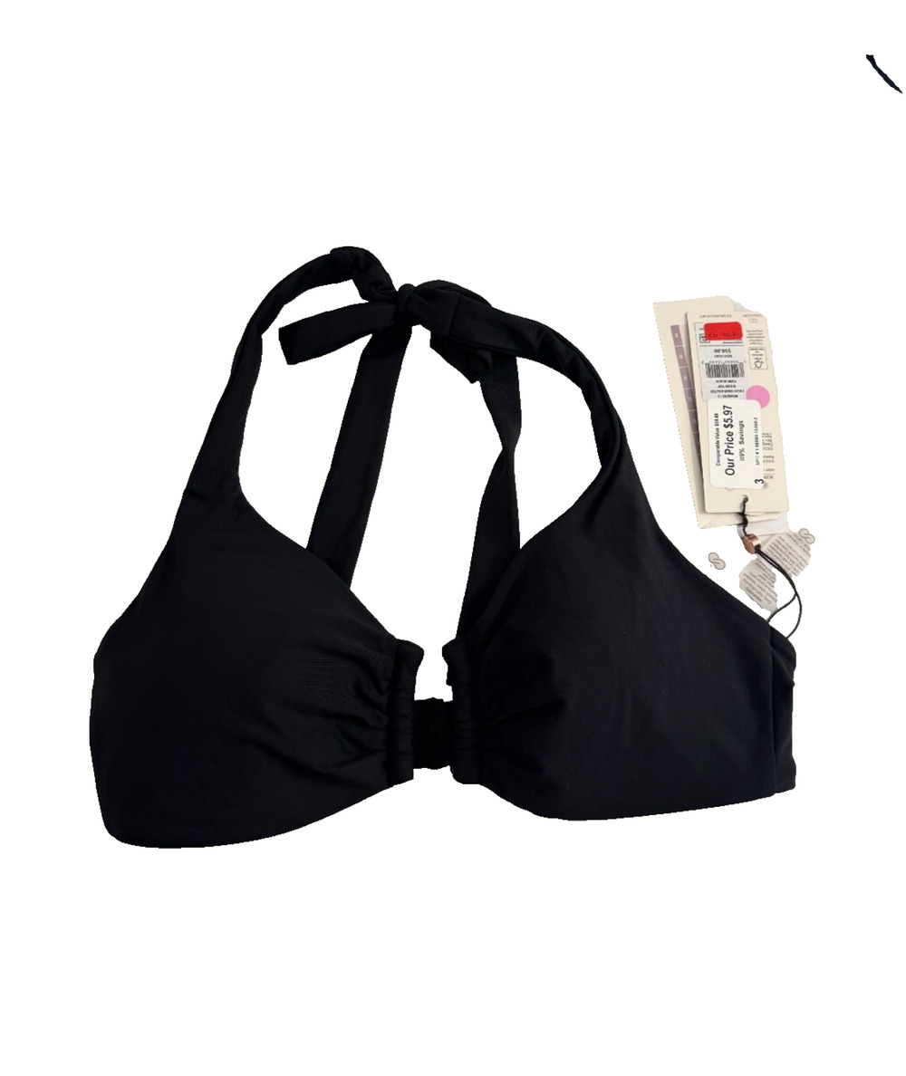 CALIA Womens Ubar Halter Bikini Top Black UPF 50+ Removable Cups Size Small NWT